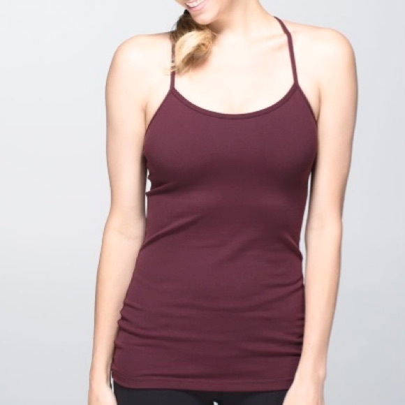 LULULEMON Power Y Tank Luon Bordeaux Drama Maroon Tank Size 10 - Picture 3 of 9